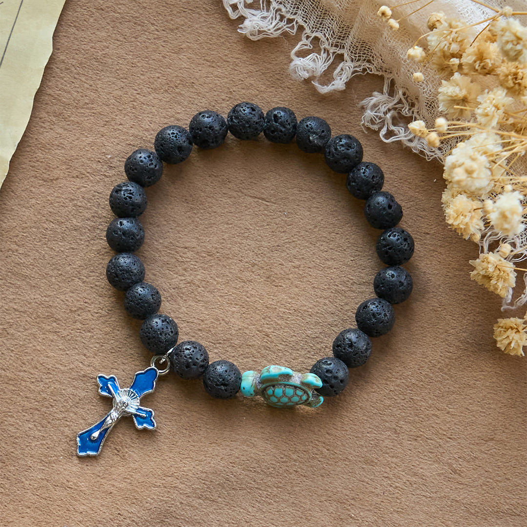 Christianartworkshop Ocean's Faith mit mehrfarbigem Naturstein und Schildkröten-Charm-Tierarmband - image 18