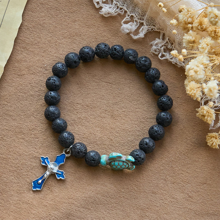 Christianartworkshop Ocean's Faith mit mehrfarbigem Naturstein und Schildkröten-Charm-Tierarmband - image 18