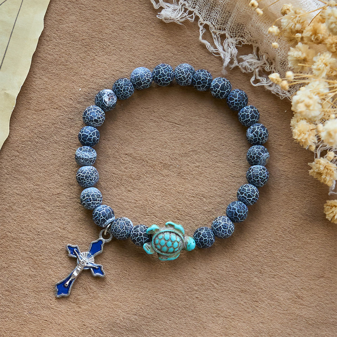 Christianartworkshop Ocean's Faith mit mehrfarbigem Naturstein und Schildkröten-Charm-Tierarmband - image 46