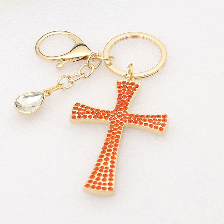 Christianartworkshop Minimalistischer schimmernder Kreuz-Schlüsselanhänger: Dezenter heiliger Charme, ein unverzichtbarer moderner Glaube - Orange - image 4