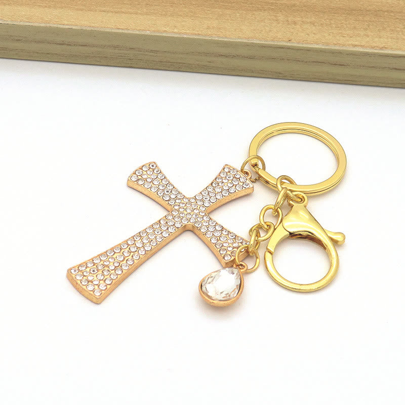 Christianartworkshop Minimalistischer schimmernder Kreuz-Schlüsselanhänger: Dezenter heiliger Charme, ein unverzichtbarer moderner Glaube - Golden - image 0