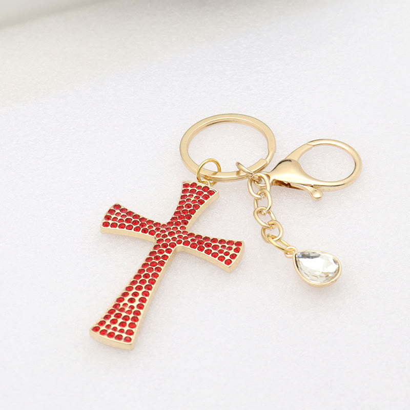 Christianartworkshop Minimalistischer schimmernder Kreuz-Schlüsselanhänger: Dezenter heiliger Charme, ein unverzichtbarer moderner Glaube - Rot - image 2