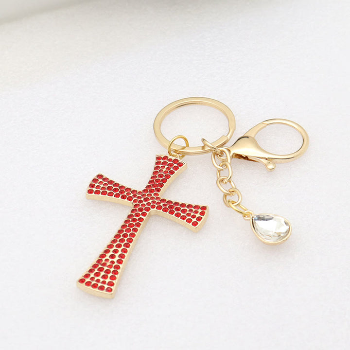 Christianartworkshop Minimalistischer schimmernder Kreuz-Schlüsselanhänger: Dezenter heiliger Charme, ein unverzichtbarer moderner Glaube - Rot - image 2