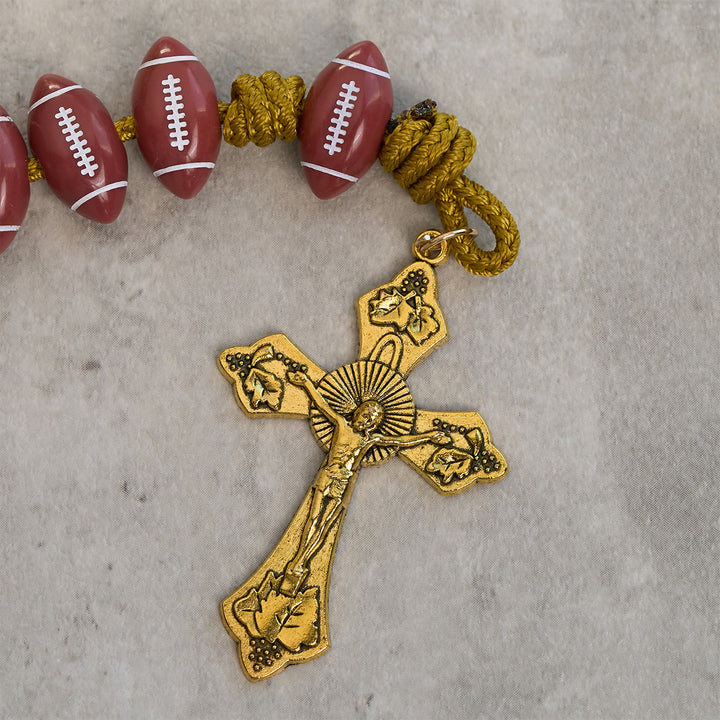 Christianartworkshop Heiliger Gral Segen mit rotem Fußball-Rosenkranz und goldener Kordel: Gebet um Stärke - image 7