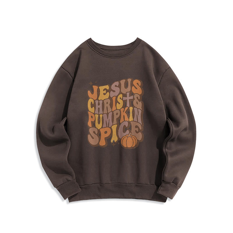 Christianartworkshop Jesus Christus & Kürbisgewürz Herbstsegen Fleecegefüttertes Polyester-Sweatshirt - Braun - 2XL - image 6