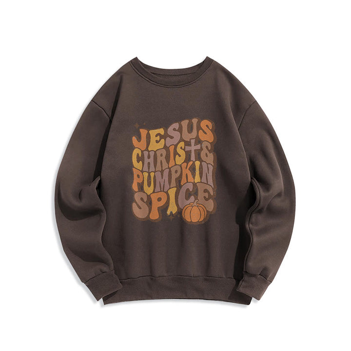 Christianartworkshop Jesus Christus & Kürbisgewürz Herbstsegen Fleecegefüttertes Polyester-Sweatshirt - Braun - 2XL - image 6