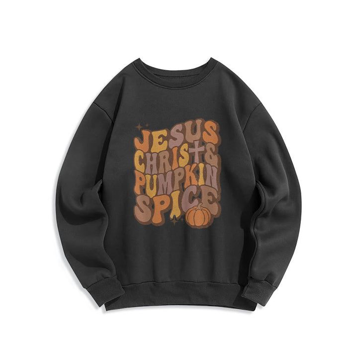 Christianartworkshop Jesus Christus & Kürbisgewürz Herbstsegen Fleecegefüttertes Polyester-Sweatshirt - Schwarz - 2XL - image 5