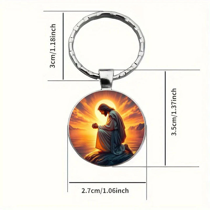 Christianartworkshop Klassischer Schlüsselanhänger mit strahlendem Jesusgebet: Zeitloses Symbol des Glaubens und der Ehrfurcht - image 4