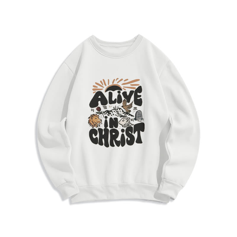 Christianartworkshop „Alive in Christ Resurrection“ Fleecegefüttertes Polyester-Sweatshirt - Weiß - 2XL - image 2