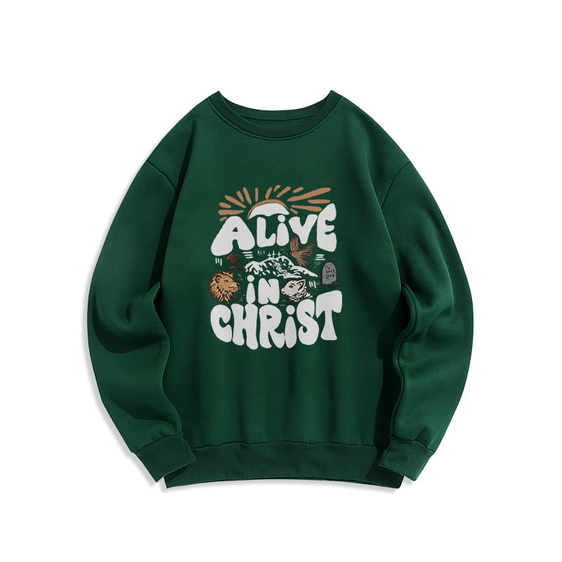 Christianartworkshop Alive in Christ Resurrection Polyester-Sweatshirt mit Fleecefutter - Grün - 2XL - image 6
