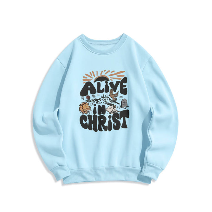 Christianartworkshop „Alive in Christ Resurrection“ Fleecegefüttertes Polyester-Sweatshirt - Blau - 2XL - image 4