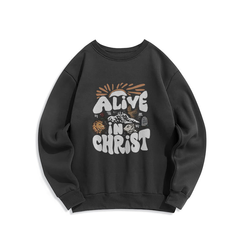 Christianartworkshop Alive in Christ Resurrection Polyester-Sweatshirt mit Fleecefutter - Schwarz - 2XL - image 5