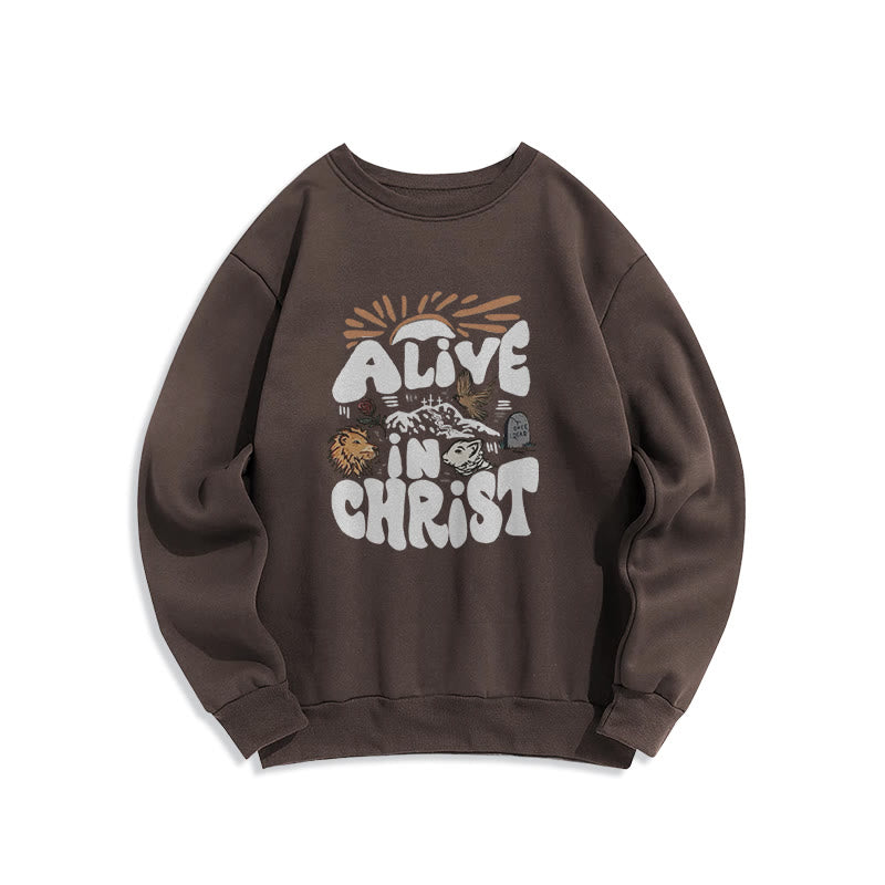 Christianartworkshop „Alive in Christ Resurrection“ Fleecegefüttertes Polyester-Sweatshirt - Braun - 2XL - image 0