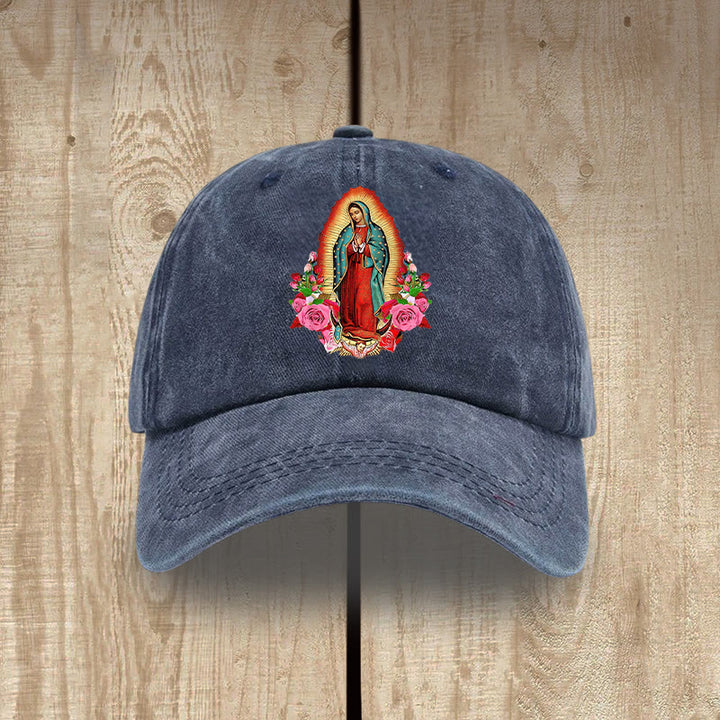 Christianartworkshop Spiritueller Schutz Unsere Liebe Frau von Guadalupe Hut aus gewaschener Baumwolle - Marineblau - image 9