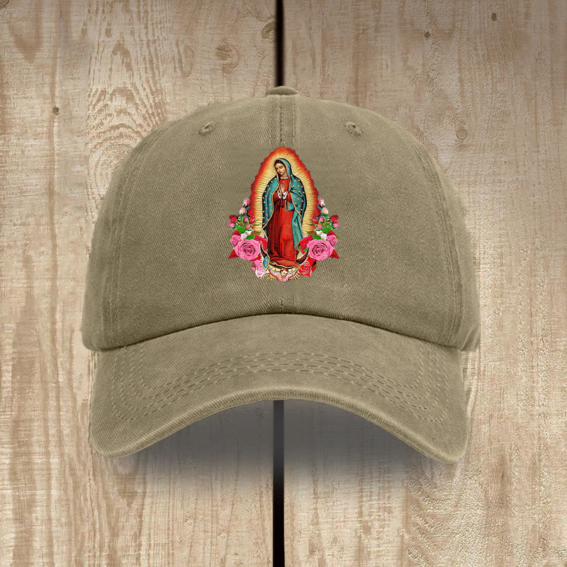 Christianartworkshop Spiritueller Schutz Unsere Liebe Frau von Guadalupe Hut aus gewaschener Baumwolle - Khaki - image 10