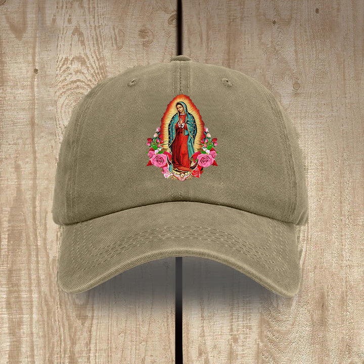 Christianartworkshop Spiritueller Schutz Unsere Liebe Frau von Guadalupe Hut aus gewaschener Baumwolle - Khaki - image 10