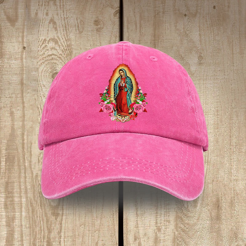 Christianartworkshop Spiritueller Schutz Unsere Liebe Frau von Guadalupe Hut aus gewaschener Baumwolle - Rose - image 13