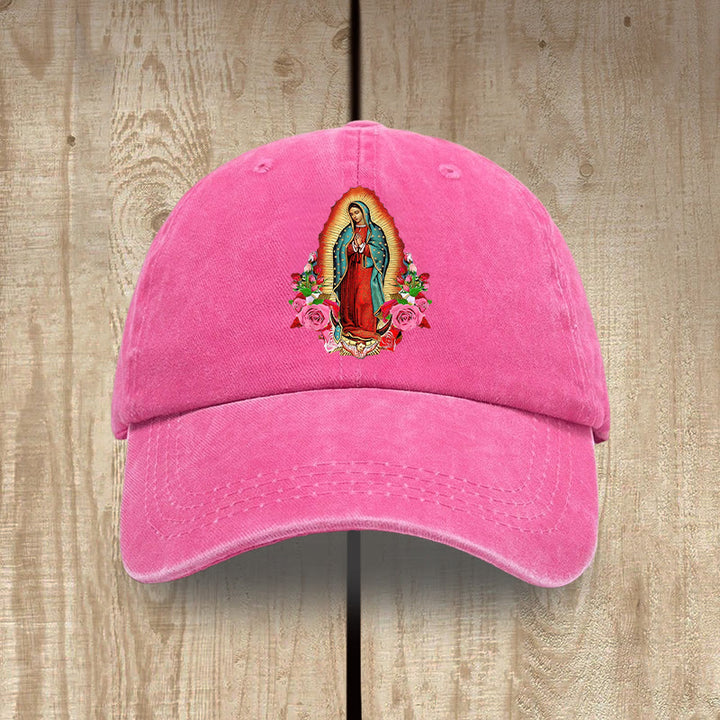 Christianartworkshop Spiritueller Schutz Unsere Liebe Frau von Guadalupe Hut aus gewaschener Baumwolle - Rose - image 13