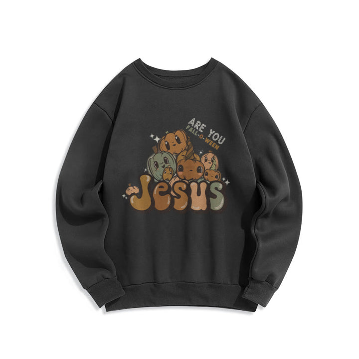 Christianartworkshop Verspieltes Kürbisdesign mit „Jesus“-Aufdruck, Fleecegefüttertes Polyester-Sweatshirt - Schwarz - 2XL - image 5
