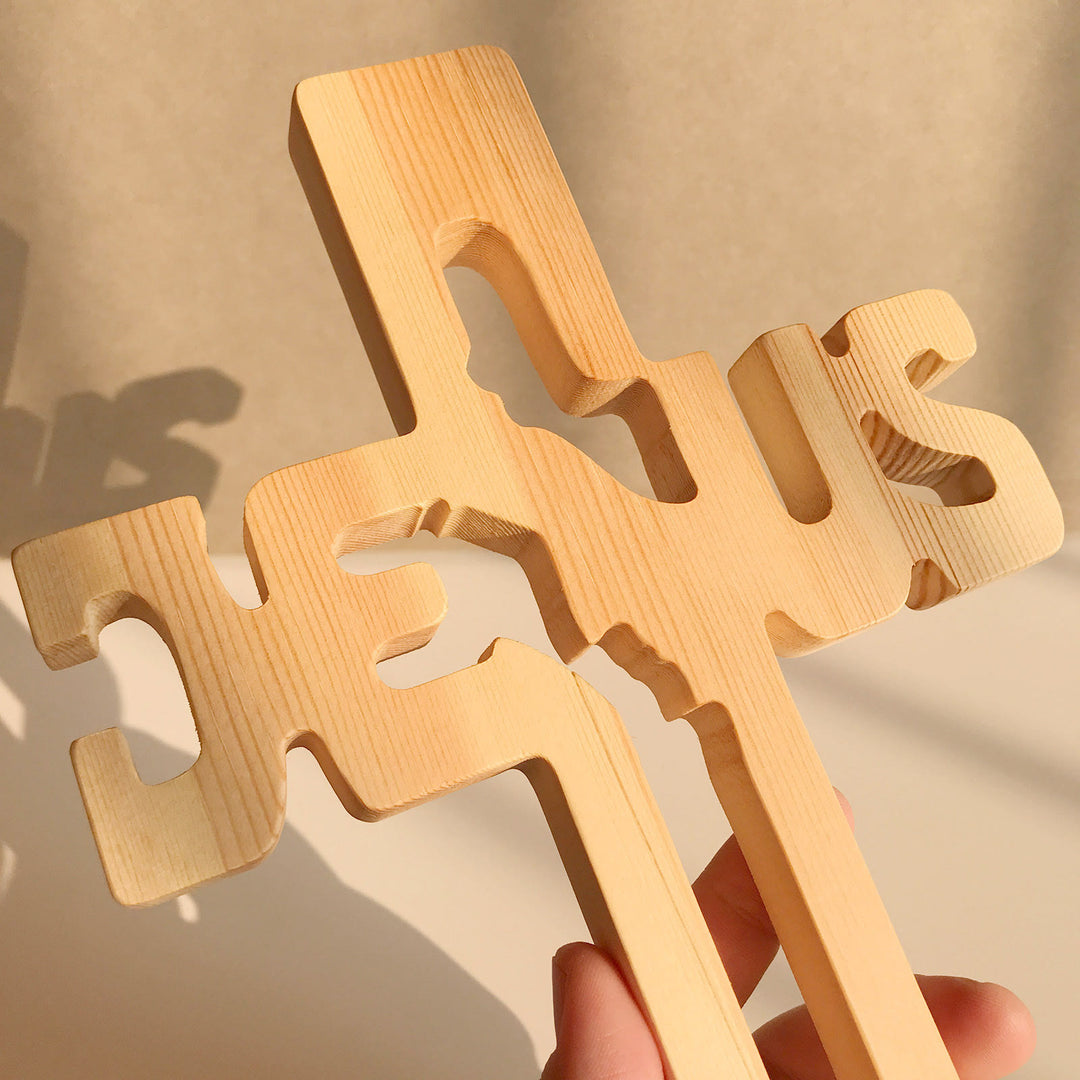 Christianartworkshop Jesus-Silhouette-Kreuz aus Kiefernholz mit hohl geschnitztem Design - image 5