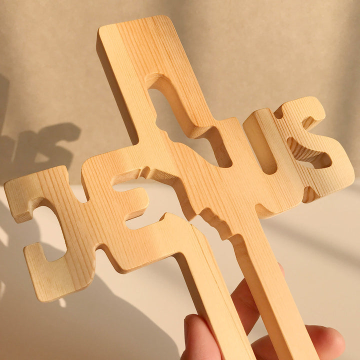 Christianartworkshop Jesus-Silhouette-Kreuz aus Kiefernholz mit hohl geschnitztem Design - image 5