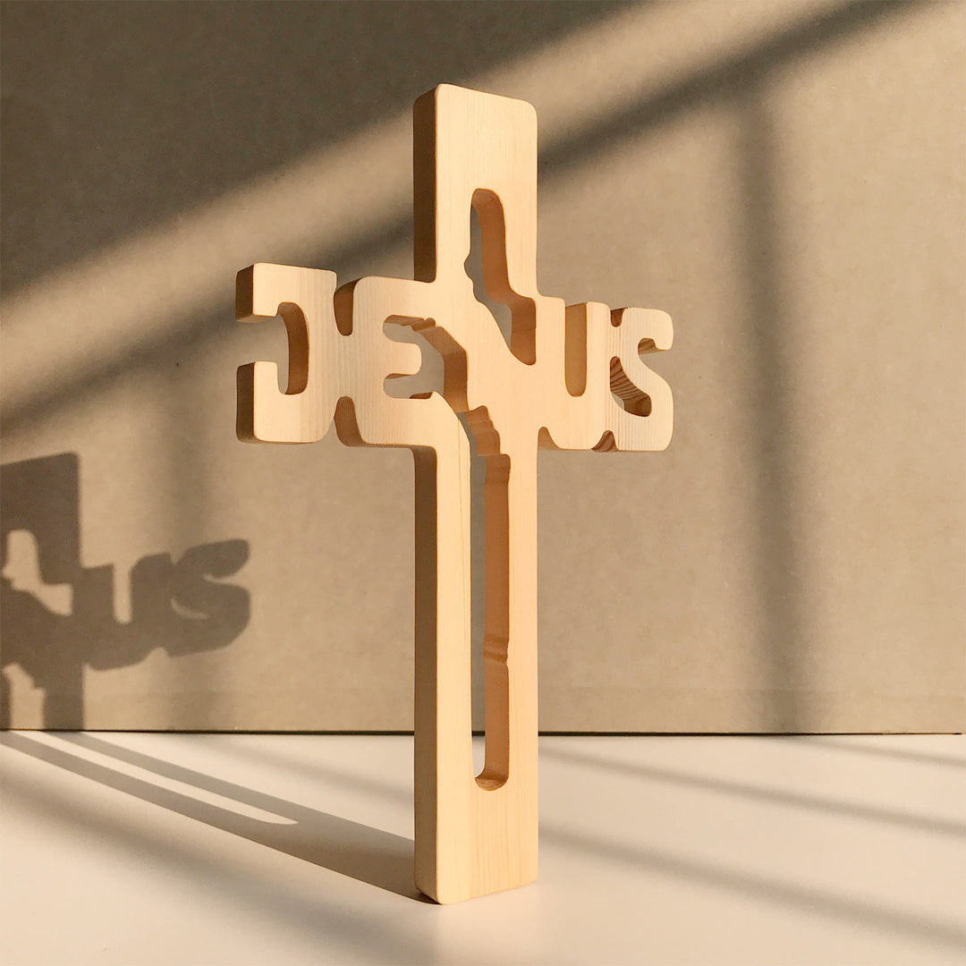 Christianartworkshop Jesus-Silhouette-Kreuz aus Kiefernholz mit hohl geschnitztem Design - image 4