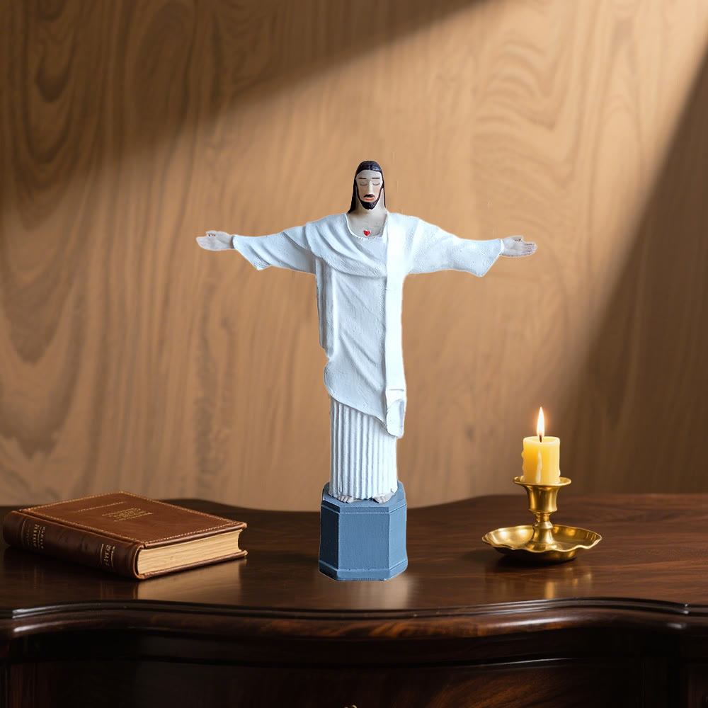 Christianartworkshop Schreibtischdekoration mit dem Heiligen Herzen Christi und offenen Armen des Segens - Kruzifix - image 0