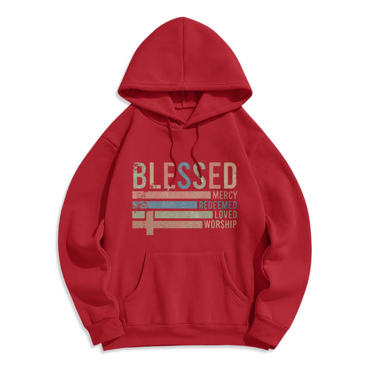 Christianartworkshop Faith – Zentrierter, gesegneter Kreuz-Grafik-Kapuzenpullover aus Polyester mit Fleecefutter - Rot - 2XL - image 2