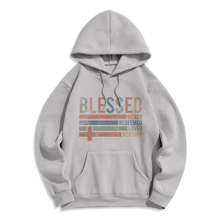Christianartworkshop Faith – Zentrierter, gesegneter Kreuz-Grafik-Kapuzenpullover aus Polyester mit Fleecefutter - Grau - 2XL - image 7