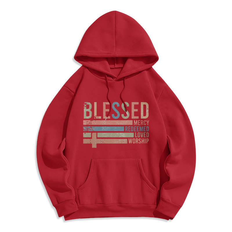 Christianartworkshop Faith – Zentrierter, gesegneter Kreuz-Grafik-Kapuzenpullover aus Polyester mit Fleecefutter - Rot - 2XL - image 2