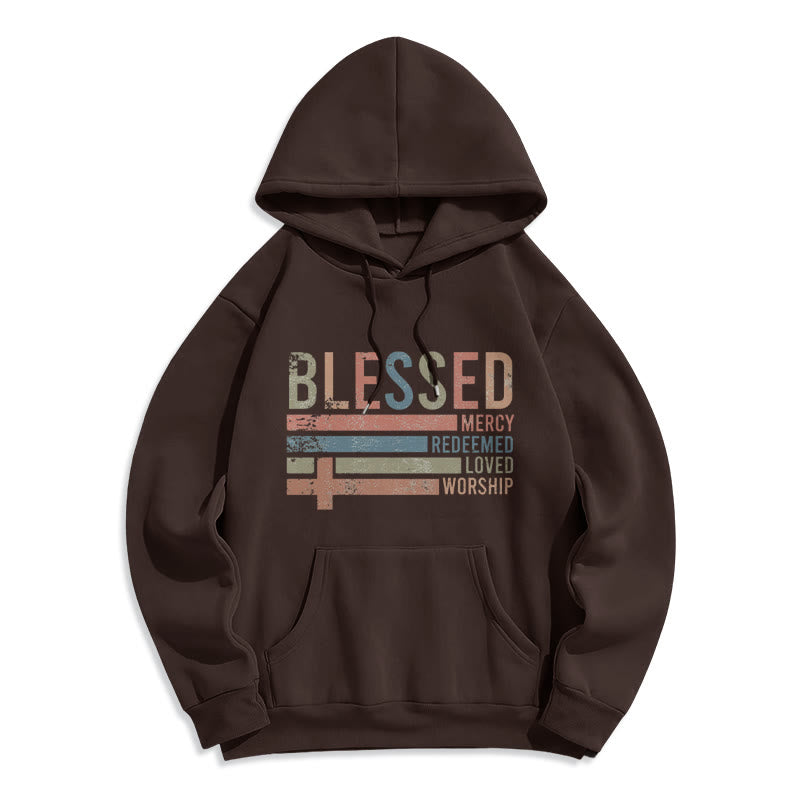 Christianartworkshop Faith – Zentrierter, gesegneter Kreuz-Grafik-Kapuzenpullover aus Polyester mit Fleecefutter - Braun - 2XL - image 8