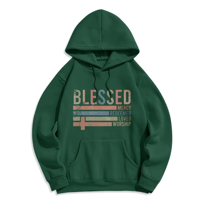 Christianartworkshop Faith – Zentrierter, gesegneter Kreuz-Grafik-Kapuzenpullover aus Polyester mit Fleecefutter - Grün - 2XL - image 4