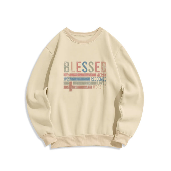 Christianartworkshop Faith – inspiriertes Sweatshirt aus Polyester mit gesegneter Kreuzgrafik und Fleecefutter - Beige - 2XL - image 2