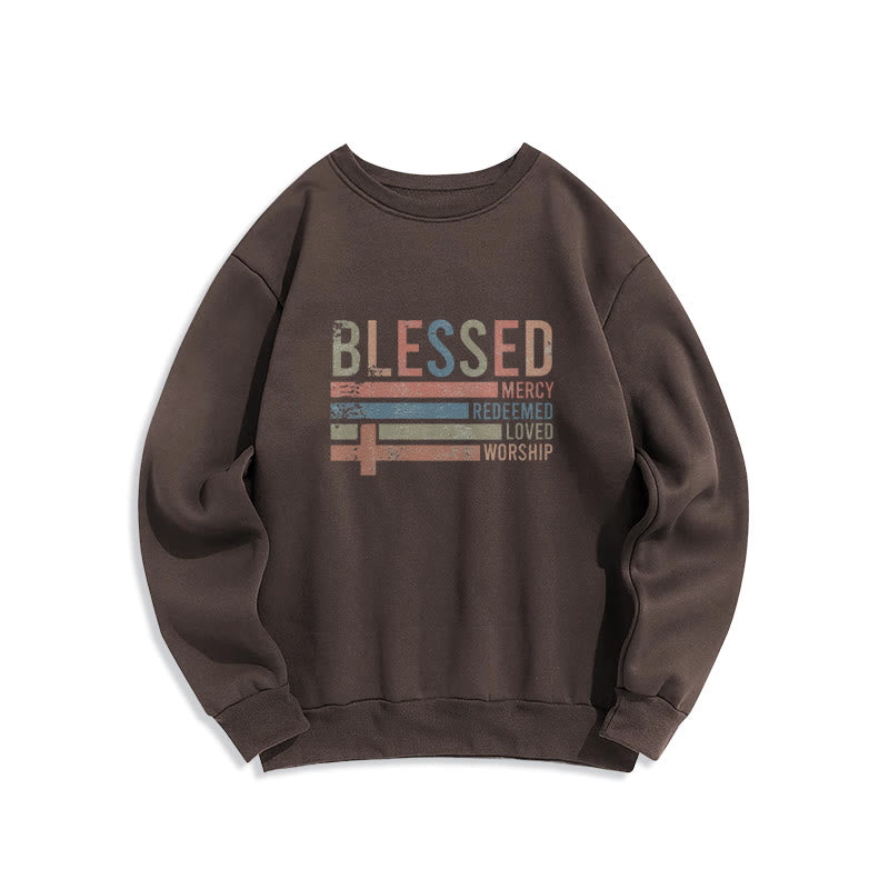 Christianartworkshop Faith – inspiriertes Sweatshirt aus Polyester mit gesegneter Kreuzgrafik und Fleecefutter - Braun - 2XL - image 6