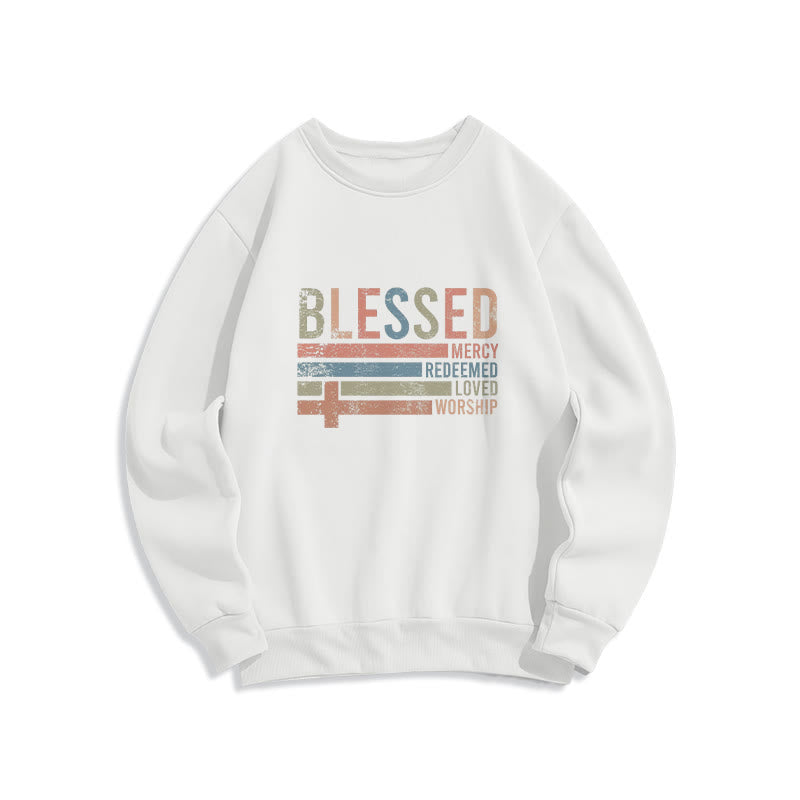 Christianartworkshop Faith – inspiriertes Sweatshirt aus Polyester mit gesegneter Kreuzgrafik und Fleecefutter - Weiß - 2XL - image 5
