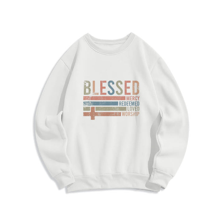 Christianartworkshop Faith – inspiriertes Sweatshirt aus Polyester mit gesegneter Kreuzgrafik und Fleecefutter - Weiß - 2XL - image 5