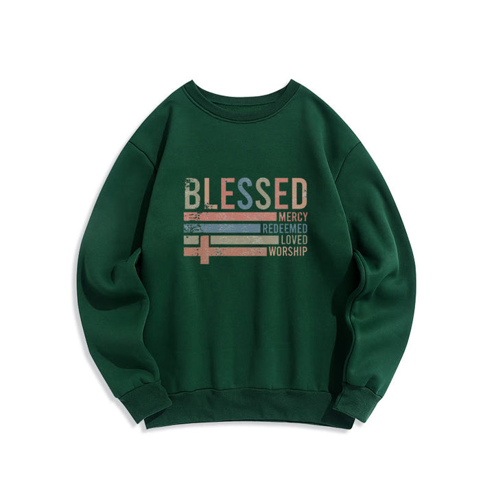 Christianartworkshop Faith – inspiriertes Sweatshirt aus Polyester mit gesegneter Kreuzgrafik und Fleecefutter - Grün - 2XL - image 3