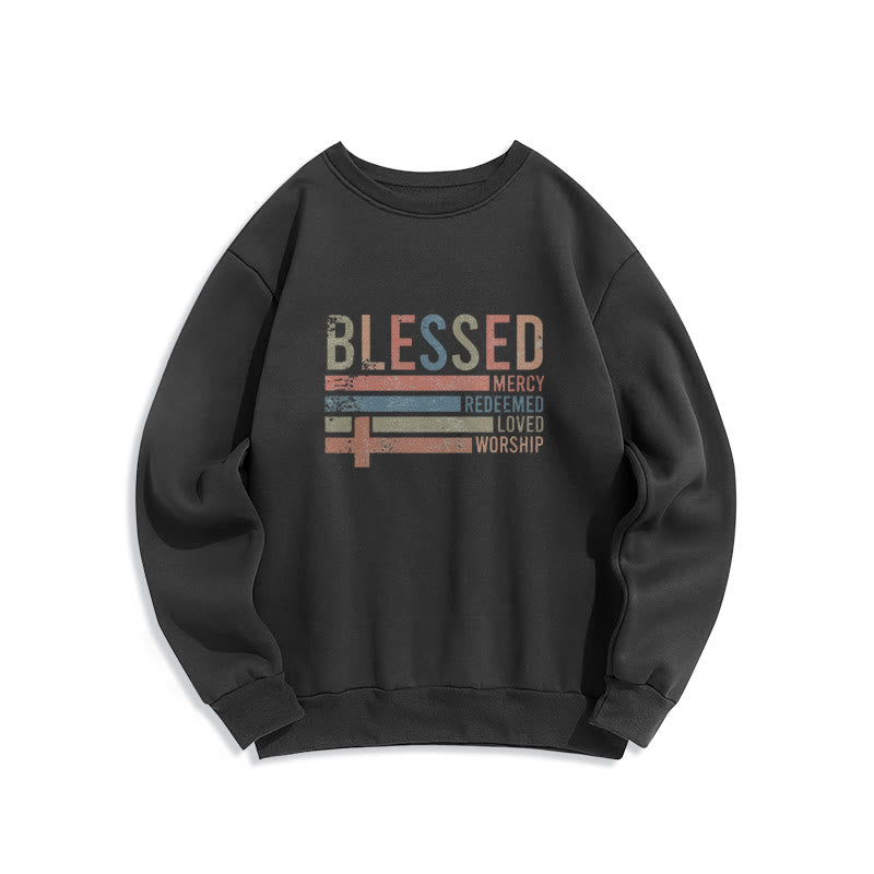 Christianartworkshop Faith - Inspired Blessed Cross Graphic Fleece Lined Polyester Sweatshirt - Schwarz - 2XL - image 0