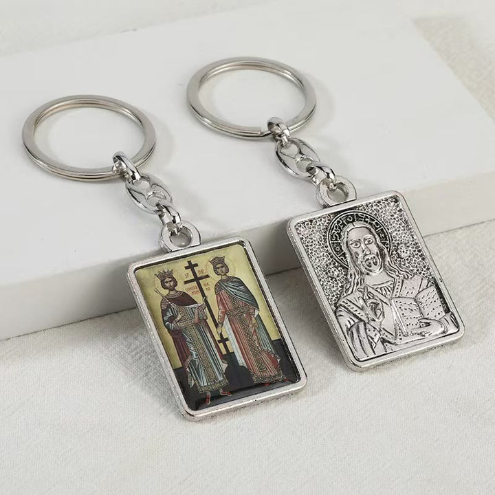 Christianartworkshop Künstlerischer religiöser doppelseitiger Schlüsselanhänger: Ein einzigartiger Ausdruck göttlicher Verbindung - Konstantin der Große und Helena - image 8