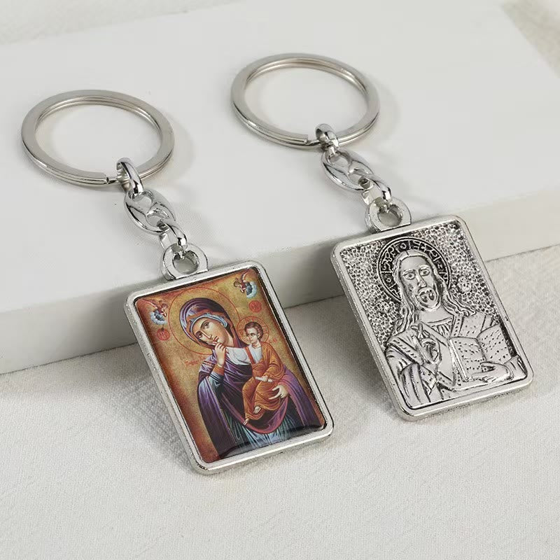 Christianartworkshop Künstlerischer religiöser doppelseitiger Schlüsselanhänger: Ein einzigartiger Ausdruck göttlicher Verbindung - Maria und Jesus -4 - image 4