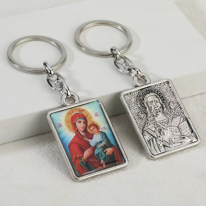 Christianartworkshop Künstlerischer religiöser doppelseitiger Schlüsselanhänger: Ein einzigartiger Ausdruck göttlicher Verbindung - Maria und Jesus -5 - image 5
