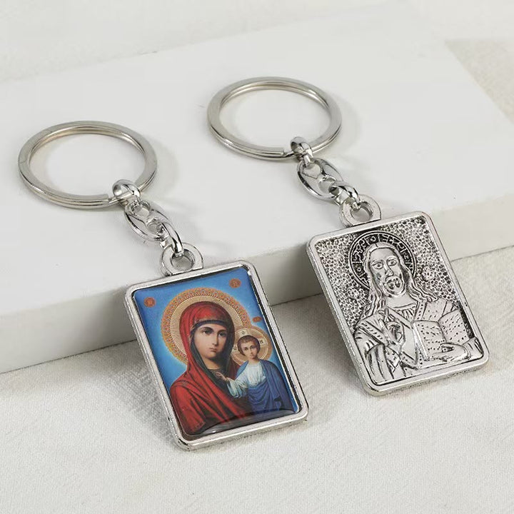 Christianartworkshop Künstlerischer religiöser doppelseitiger Schlüsselanhänger: Ein einzigartiger Ausdruck göttlicher Verbindung - Maria und Jesus -1 - image 1