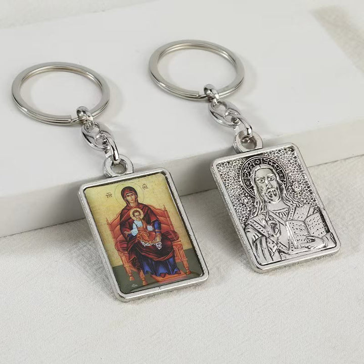 Christianartworkshop Künstlerischer religiöser doppelseitiger Schlüsselanhänger: Ein einzigartiger Ausdruck göttlicher Verbindung - Maria und Jesus -2 - image 2