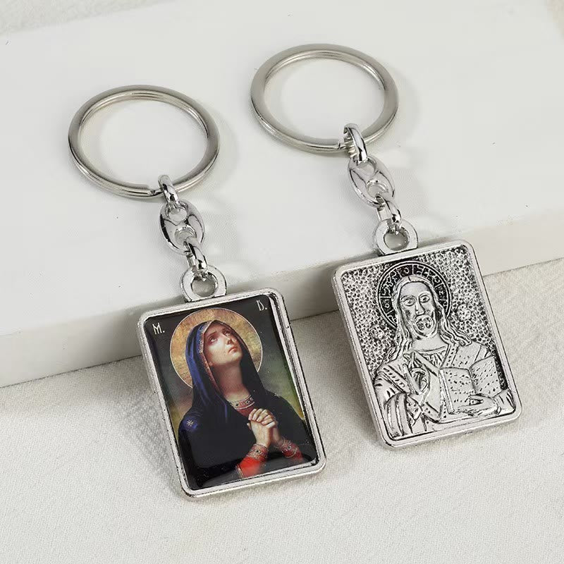 Christianartworkshop Künstlerischer religiöser doppelseitiger Schlüsselanhänger: Ein einzigartiger Ausdruck göttlicher Verbindung - Unsere Liebe Frau - image 0