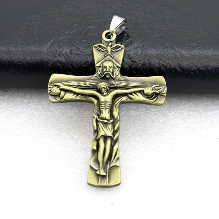 Christianartworkshop Antiker Kruzifix-Schlüsselanhänger mit detaillierter Handwerkskunst: Seltenes Glaubenssymbol für gläubige Herzen - Olive - image 1