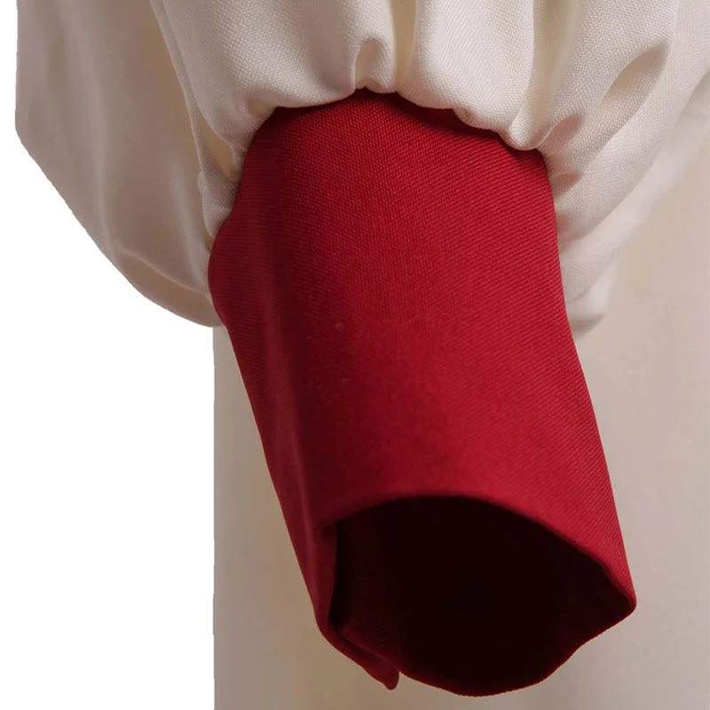 Christianartworkshop Markante weiße Kirchenrobe mit rotem Kragen und Kreuzemblem - image 11