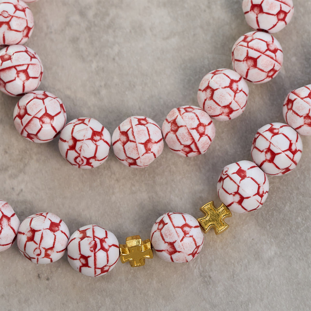 Christianartworkshop Zweifarbiger Fußball-Rosenkranz „Glaube und Sieg“ mit Kruzifix und Heiligem Gral - image 6