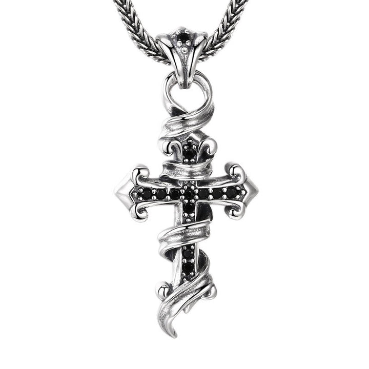 Christianartworkshop Retro – Inspirierte Sterling-Silber-Kreuz-Ohrringe mit gedrehtem Design: Ein nostalgisches Symbol des Glaubens - Schwarzer Zirkon - image 5