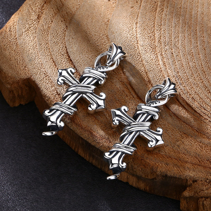 Christianartworkshop Retro-inspirierte Kreuzohrringe aus Sterlingsilber mit gedrehtem Design: Ein nostalgisches Symbol des Glaubens - image 3