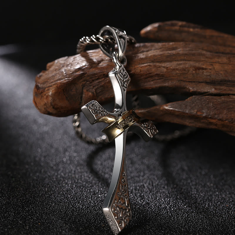 Christianartworkshop Klassische Kreuzkette aus Sterlingsilber mit drehbarem Ring: Ein tiefgründiges Symbol ewigen Glaubens - image 2
